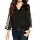 style-co-womens-mixed-media-sheer-sleeve-blouse-black