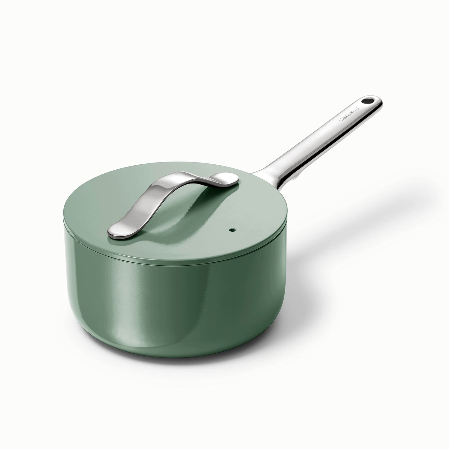 Caraway Nonstick Ceramic Sauce Pan with Lid 175 qt  Non Toxic PTFE  PFOA Free  Oven Safe  Compatible with All Stovetops Gas Electric  Induction  Sage