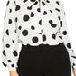 ELOQUII Women's Plus Size Printed Tie Neck Blouse - 18, Soft White Ground