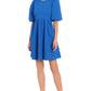 Maggy London Women's Puff Short Sleeve Seersucker Dress with Curved Empire Waist and Shirred Above The Knee Skirt, Princess Blue