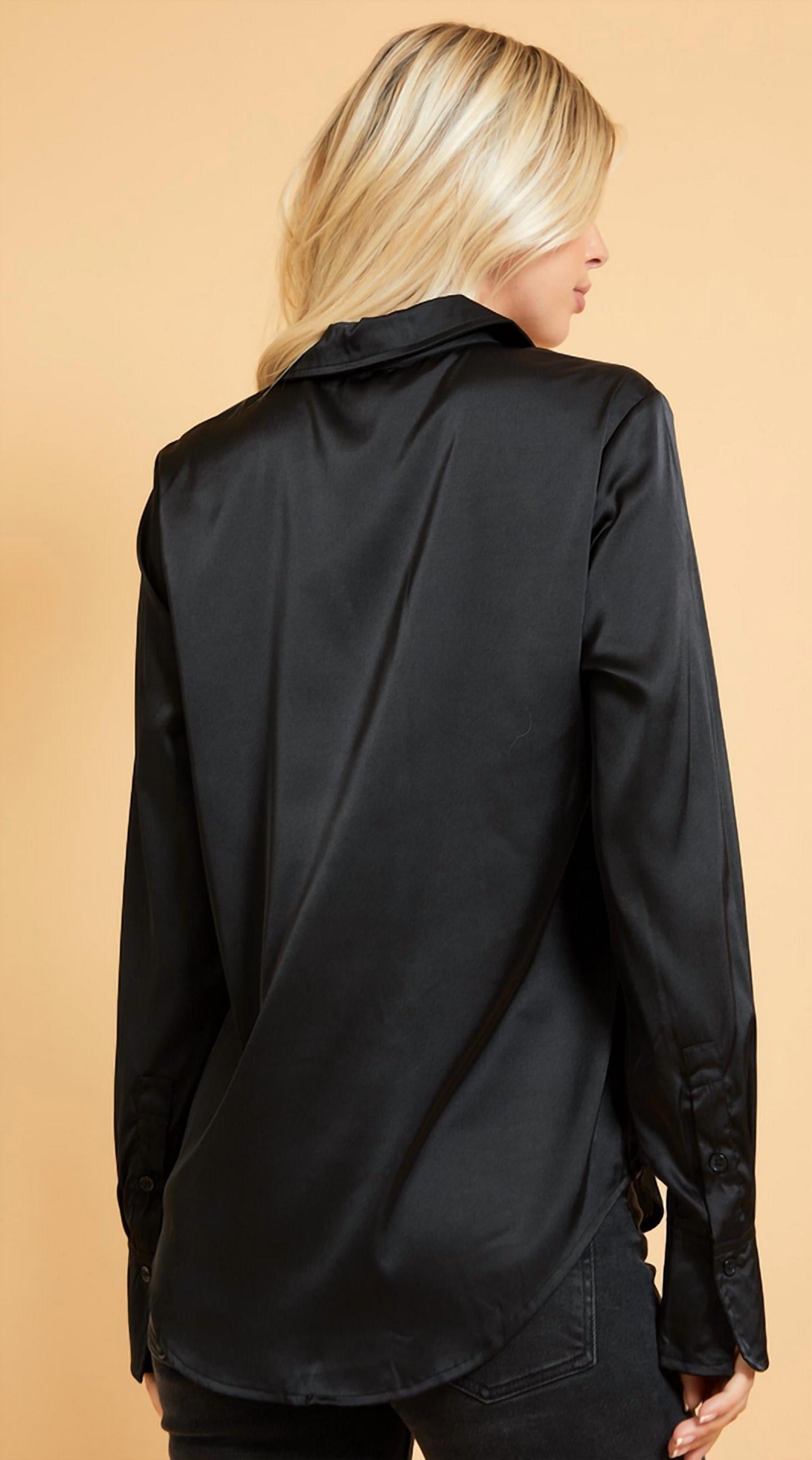 Glam - Brooklyn Buttondown Collared Shirttail Hem Shirt