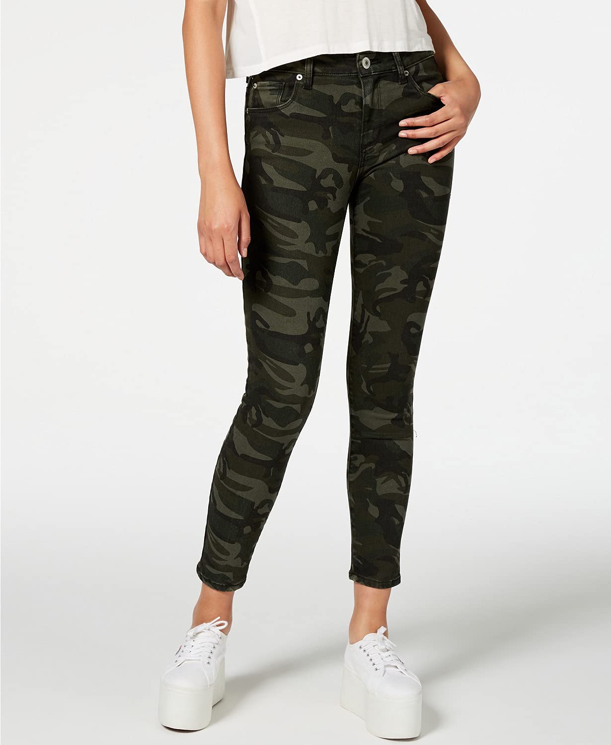STS Blue Women's Ellie Camouflage-Print Ankle Skinny Jeans Green Size 24