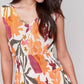 Charlie B - Printed Sleeveless V-neck Dress With Ruching At Empire Waist