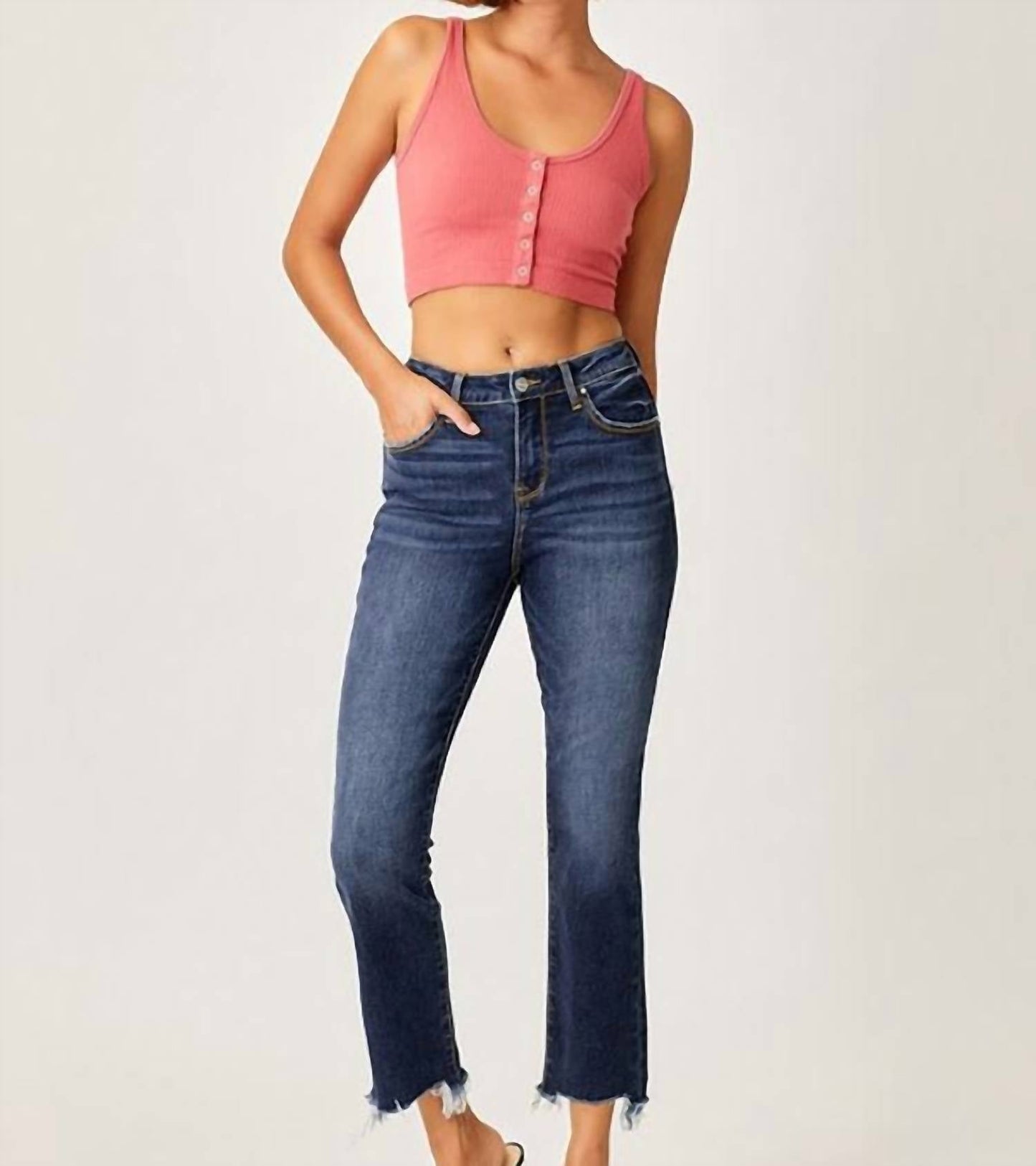 Risen - Curvy High Rise Slim Straight Jeans