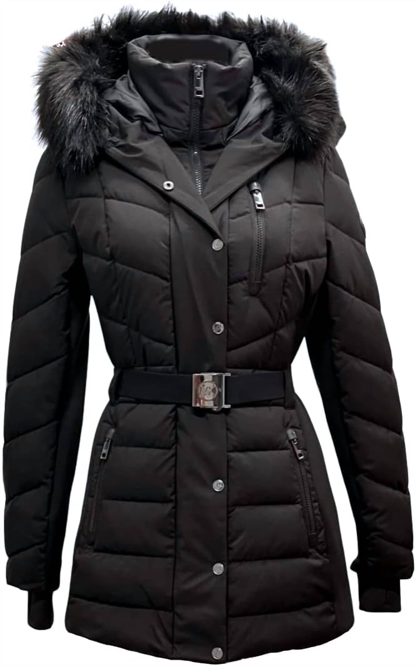 Michael Kors - Belted Faux-fur-trim Hooded Puffer Coat
