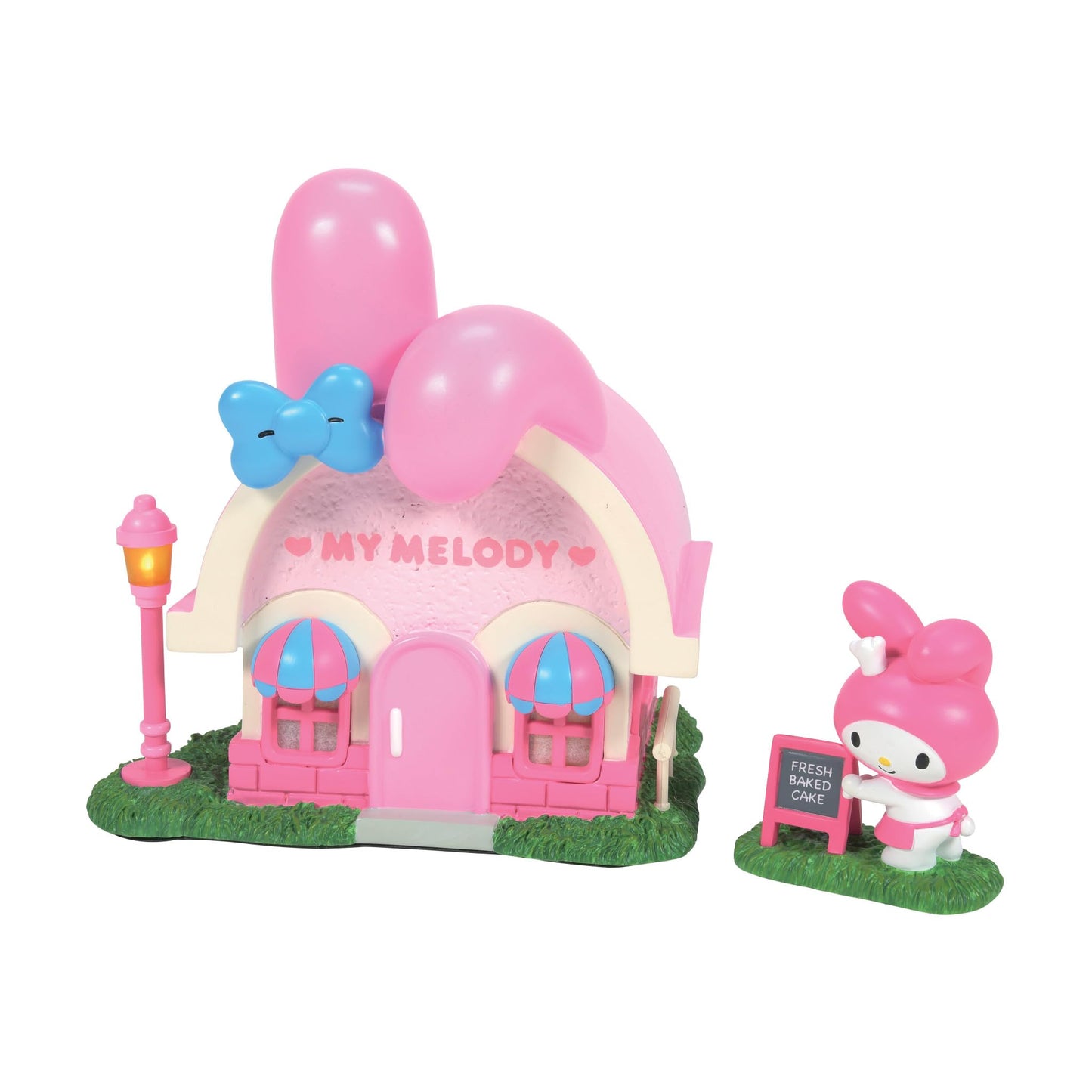 Department 56 Sanrio Village Hello Kitty My Melody's Bakery Lit Building and Figurine Set, 6.89 Inch, Multicolor