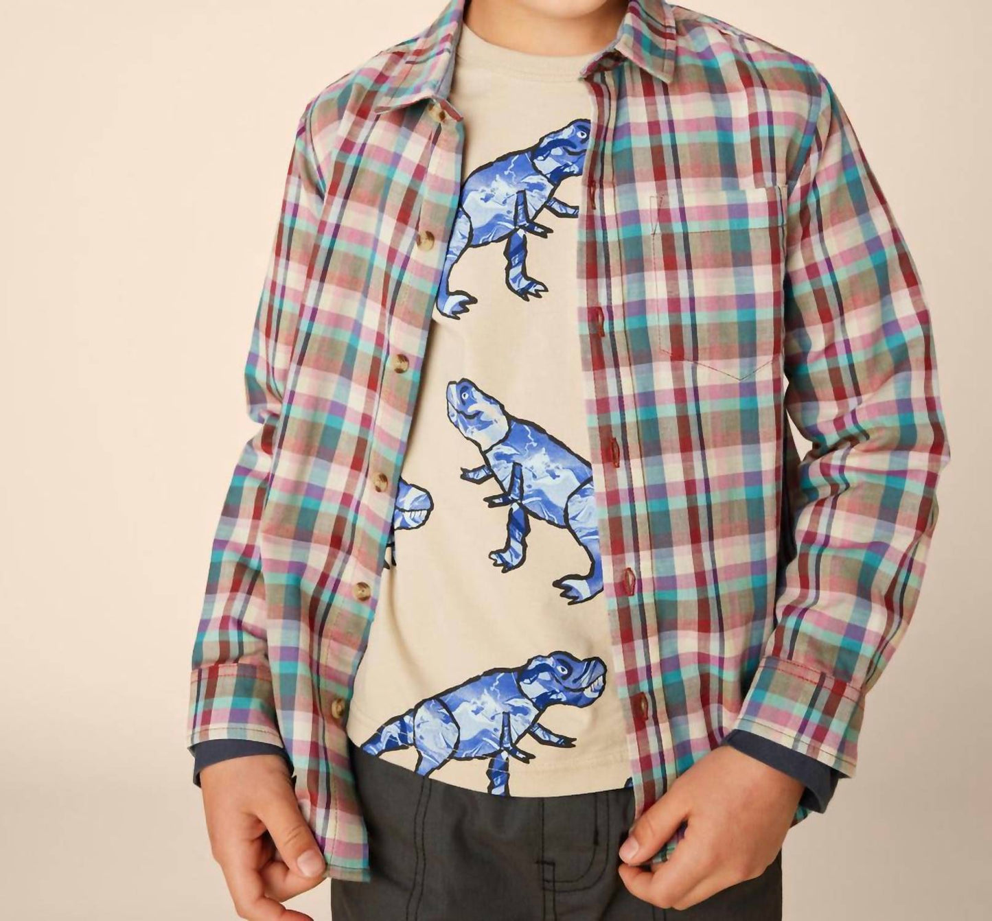 Tea Collection - Double Weave Plaid Button Up Shirt