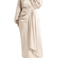 ELOQUII Women's Plus Size Pleated Satin -Sleeve Maxi Dress - 14, Light Tan