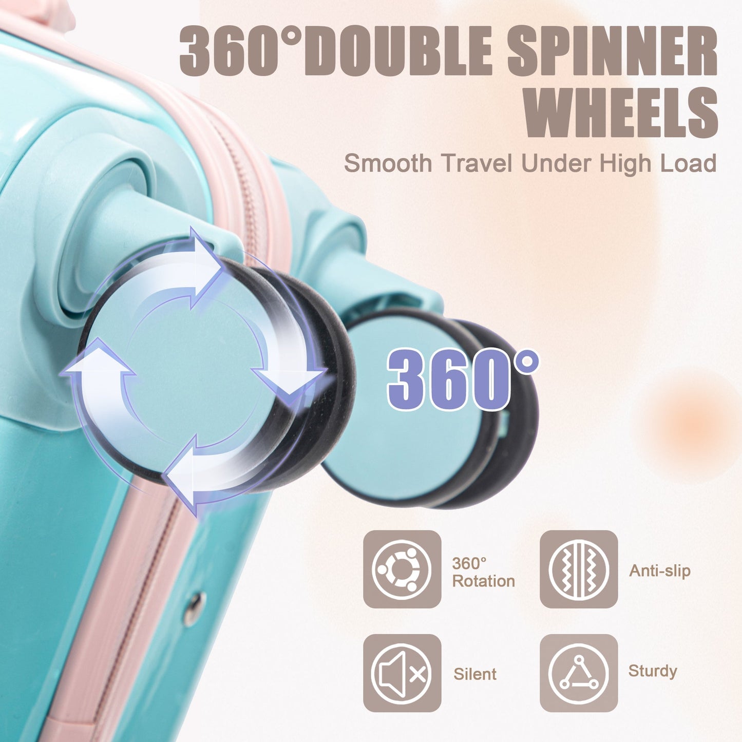 14"/20" 2-Pieces PC Spinner Wheel Carry On Luggage Set