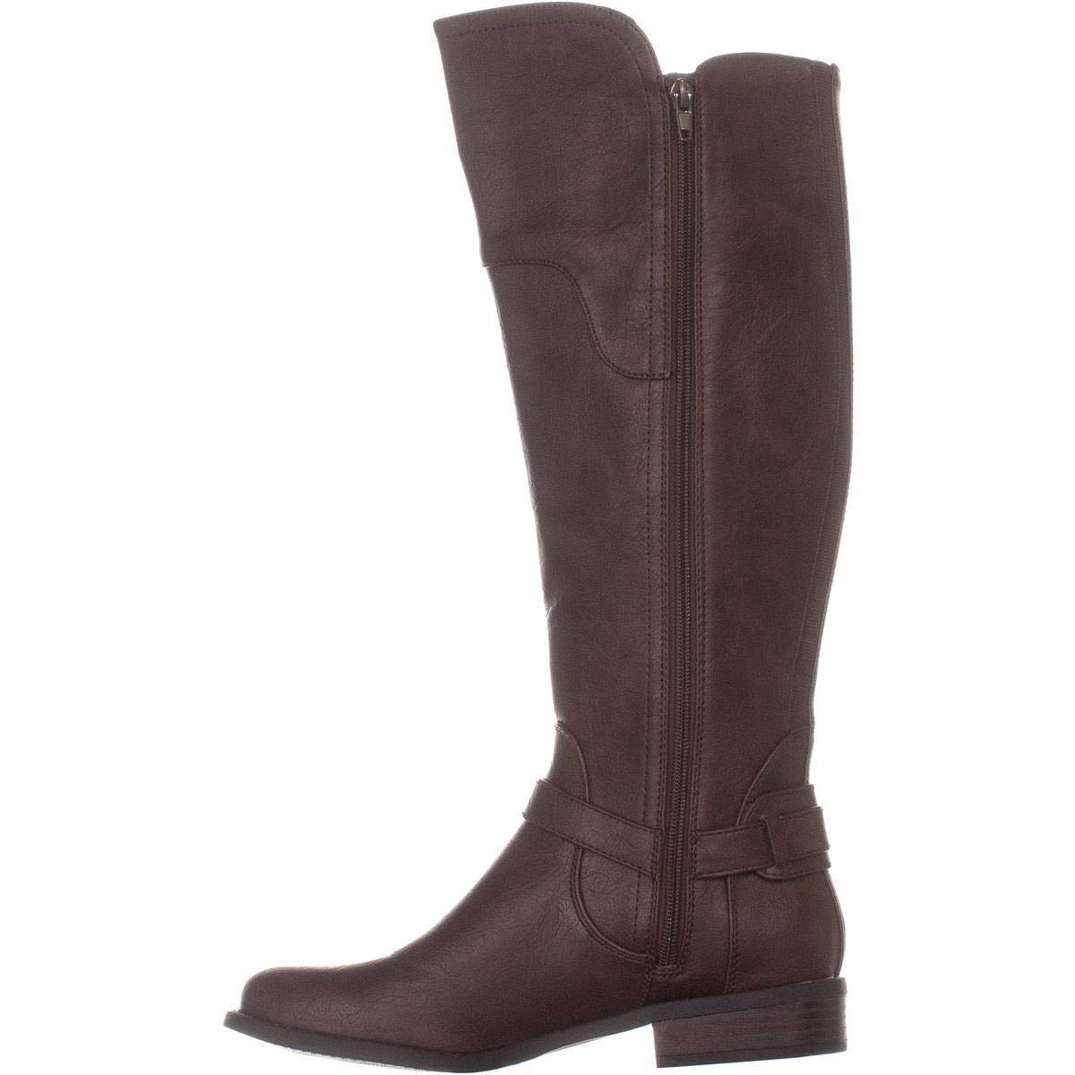 Botas femininas GUESS Harson de couro sintético acima do joelho, marrom, tamanho 6 M