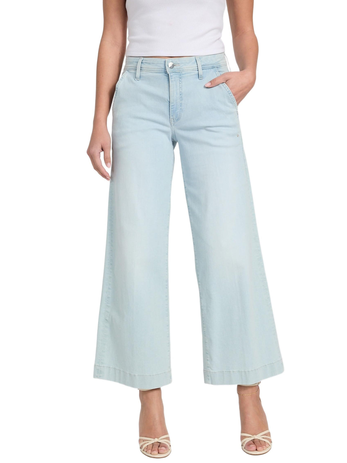 GUESS Womens Eco Zoya Wide Leg Crop Pants Nuage Light