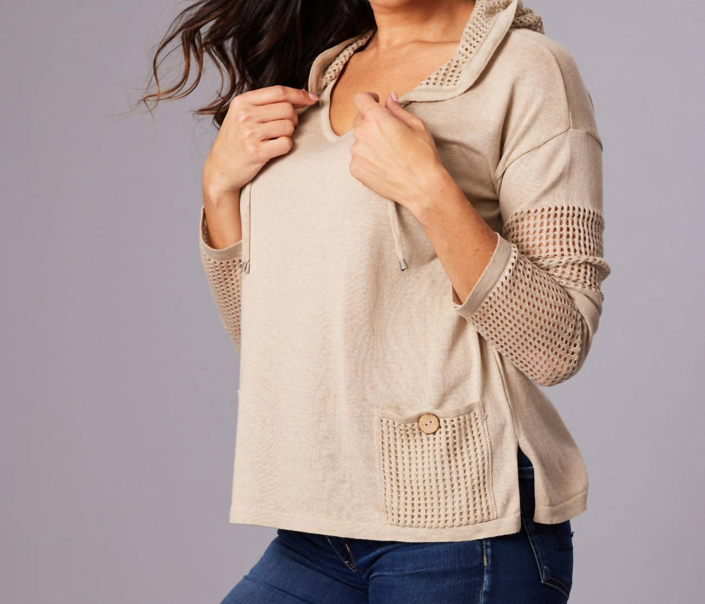 Angel Apparel - Patch Pocket V-neck Hoodie