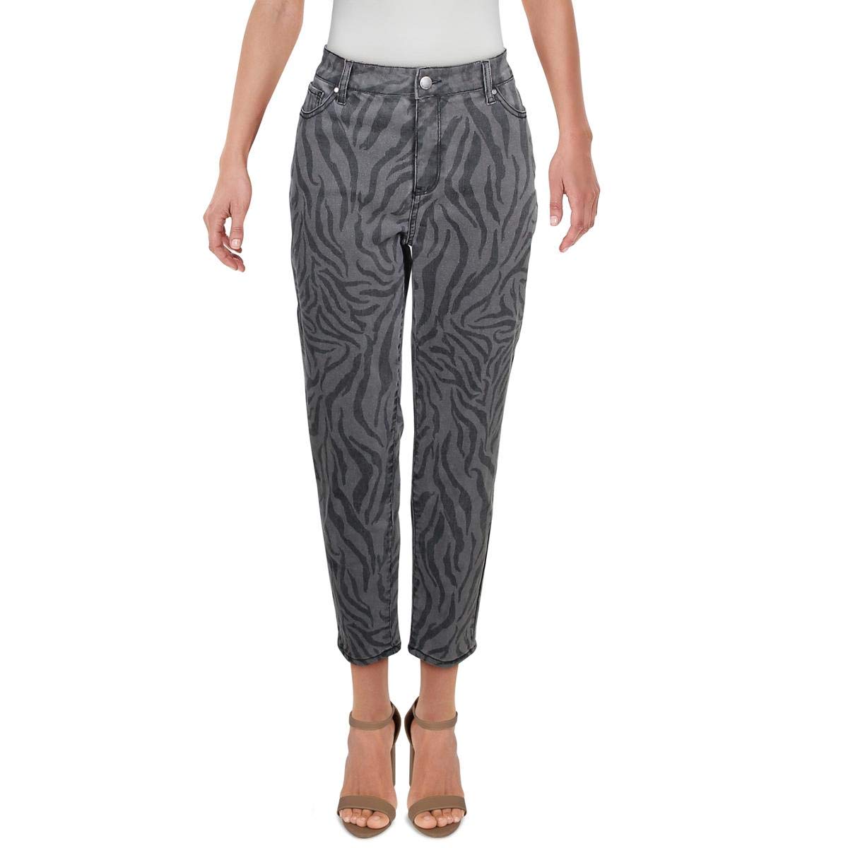 Tinseltown Juniors' Graphic-Print Skinny Jeans (9, Grey Zebra)