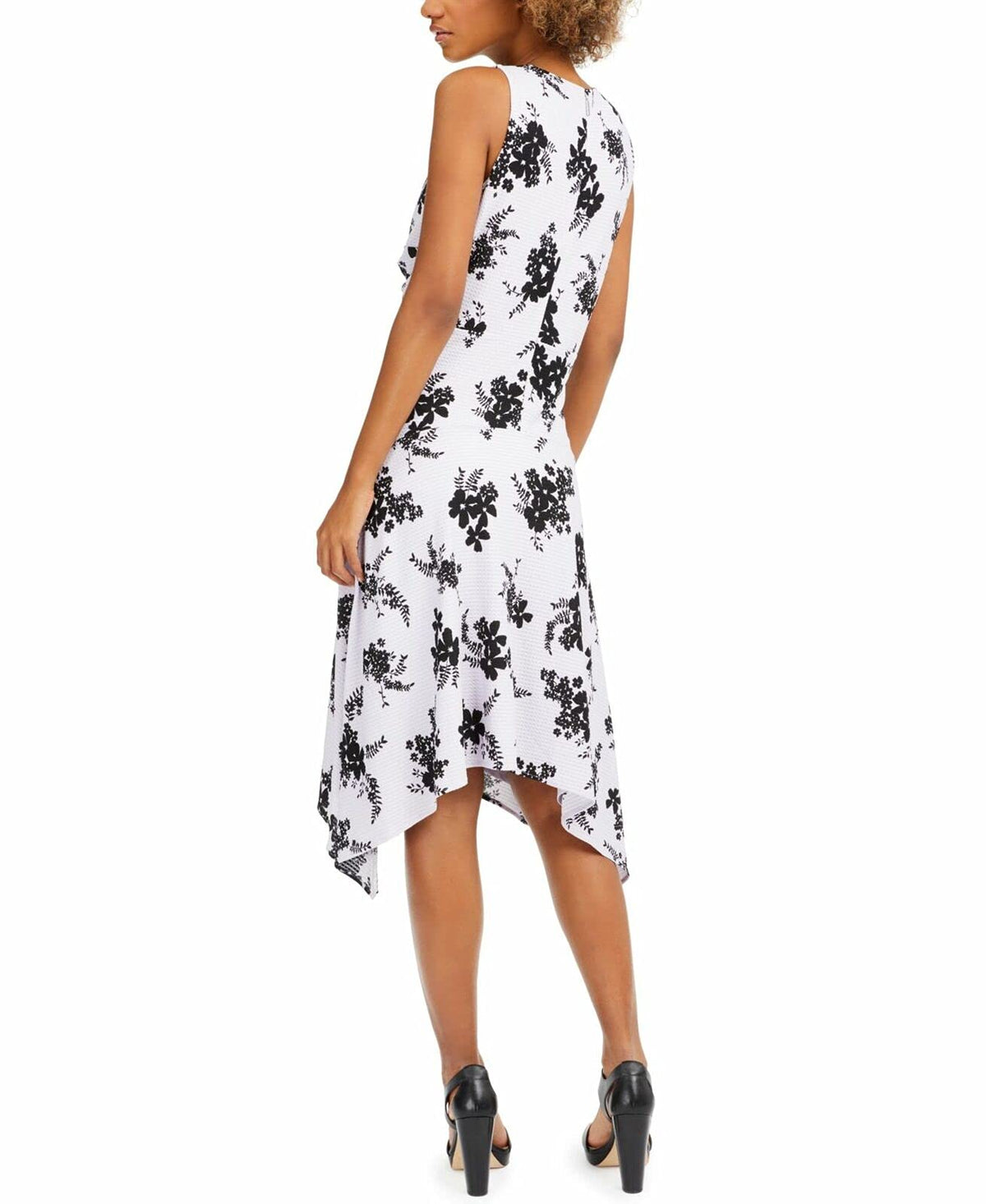 Michael Kors Womens Handkerchief-Hem Midi Dress, Purple, 1X
