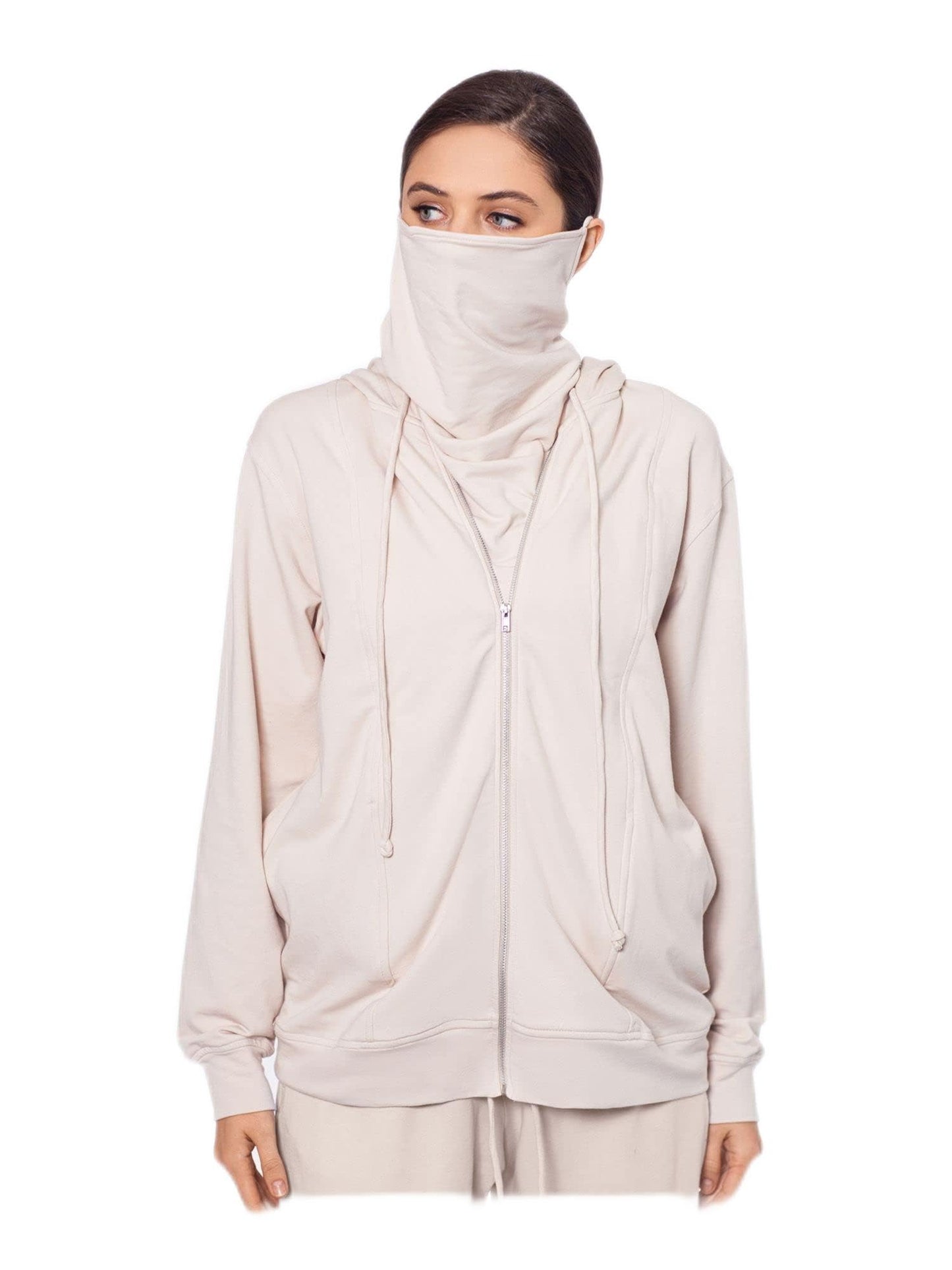 Betsy & Adam Womens Comfy Cozy Zip Hoodie Beige S
