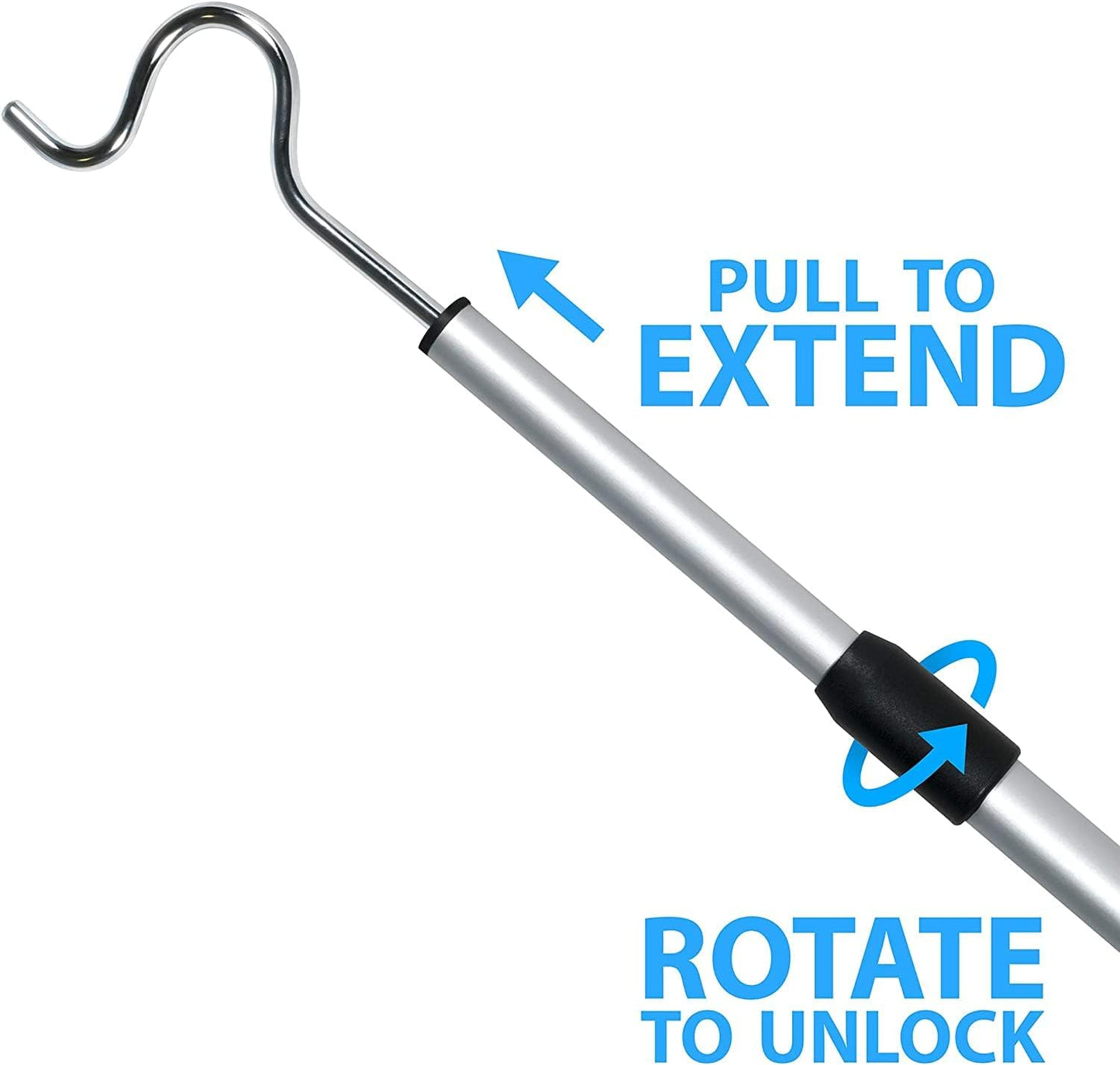 Poste de alumínio Shepherds com gancho e alça de 2,75 polegadas, leve e extensível de 36 a 62 polegadas 