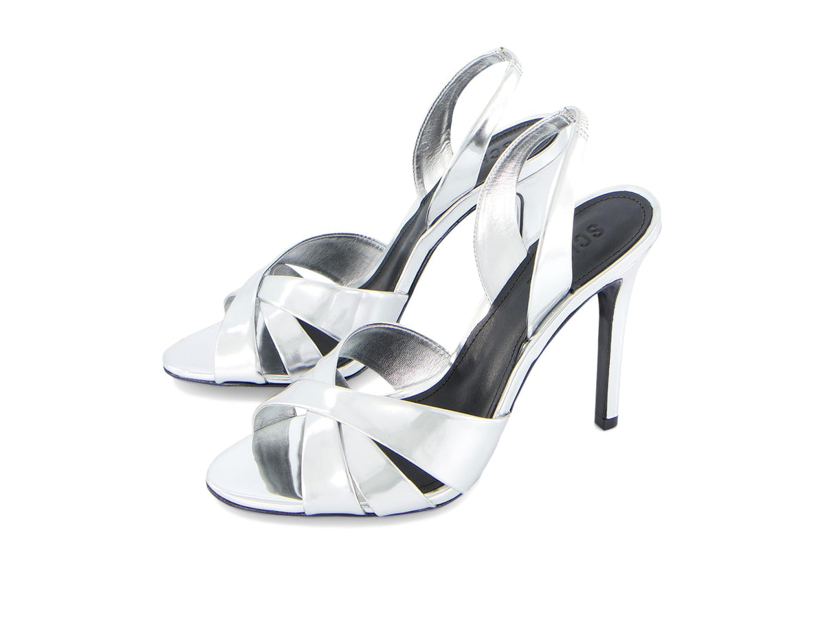 Schutz Womens Keefa Sling Sandals Prata Size 95 (without box)