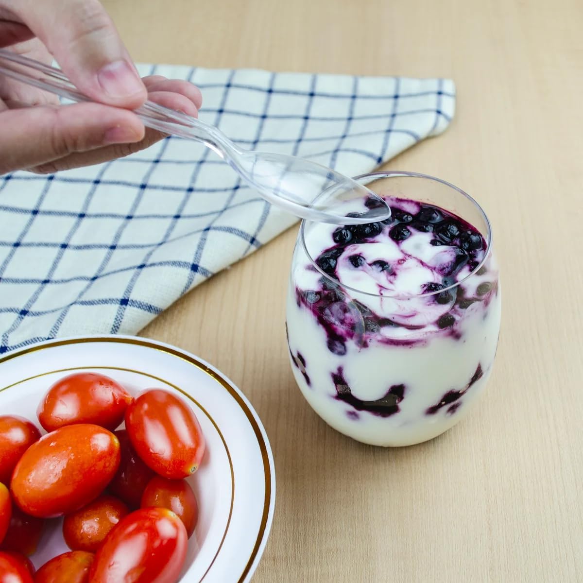 Conjunto de talheres descartáveis ​​transparentes - 360 peças: 180 garfos, 120 colheres, 60 facas 