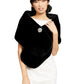Adrianna Papell Womens Faux Fur Embellished Shawl/Wrap Black O/S
