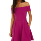 B. Darlin Womens Juniors Scalloped Off-The-Shoulder Mini Dress Purple 11/12