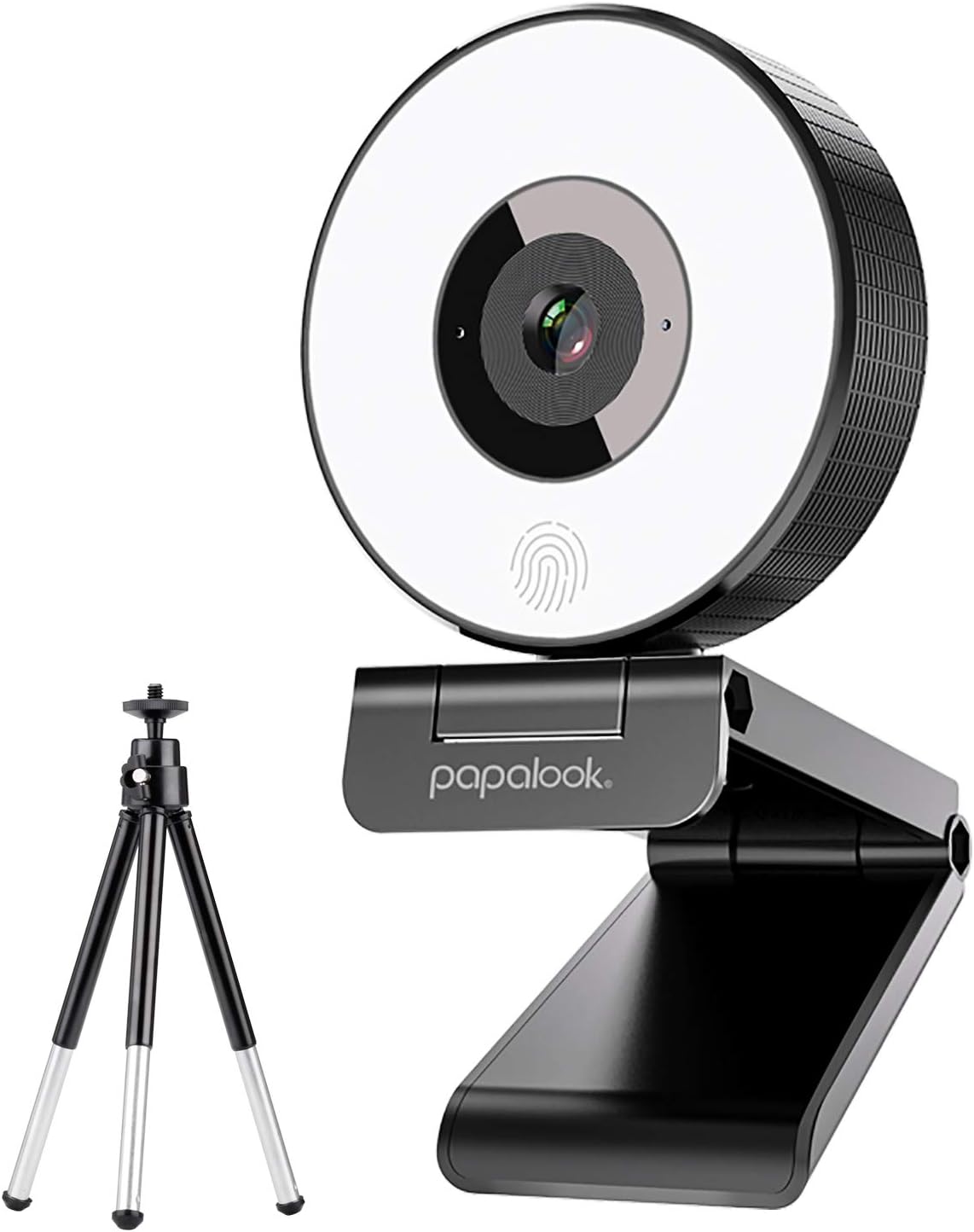 Webcam PAPALOOK PA552 para transmissão ao vivo com anel de luz