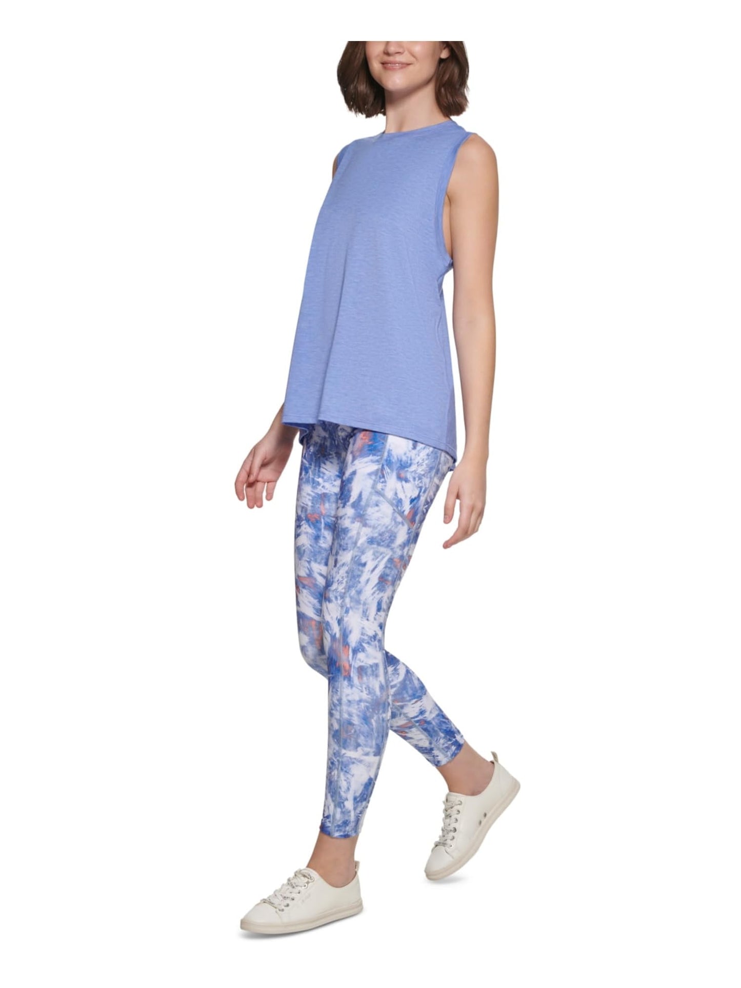 Calvin Klein Performance Womens Light Blue Heather Sleeveless Scoop Neck Tank Top L