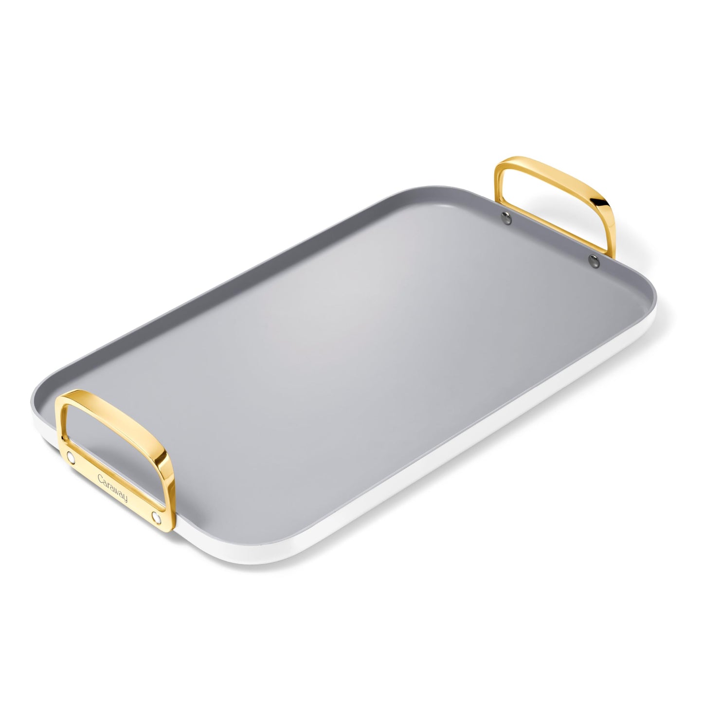 Caraway Double Burner Griddle  19x12 Griddle Pan  NonStick Ceramic Coated  Non Toxic PTFE  PFOA Free  Oven Safe  Compatible with All Stovetops  White