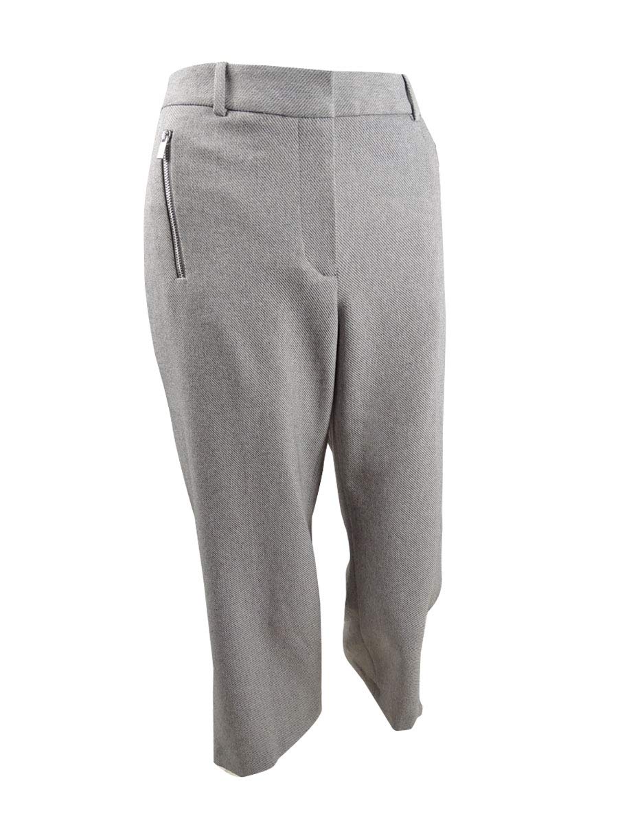 Calvin Klein Women's Zipper-Pocket Cropped Twill Pants Gray