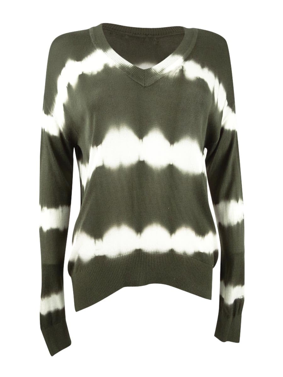 CRAVE FAME Juniors' Tie-Dyed Pullover Sweater Green Size Medium