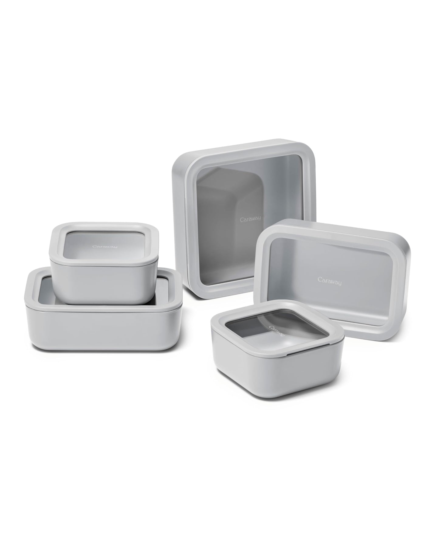 Caraway 13pc Glass Food Storage Container Set  Easy to Store Non Toxic Lunch Box  with Glass Lids  Includes Storage Organizer  Gray