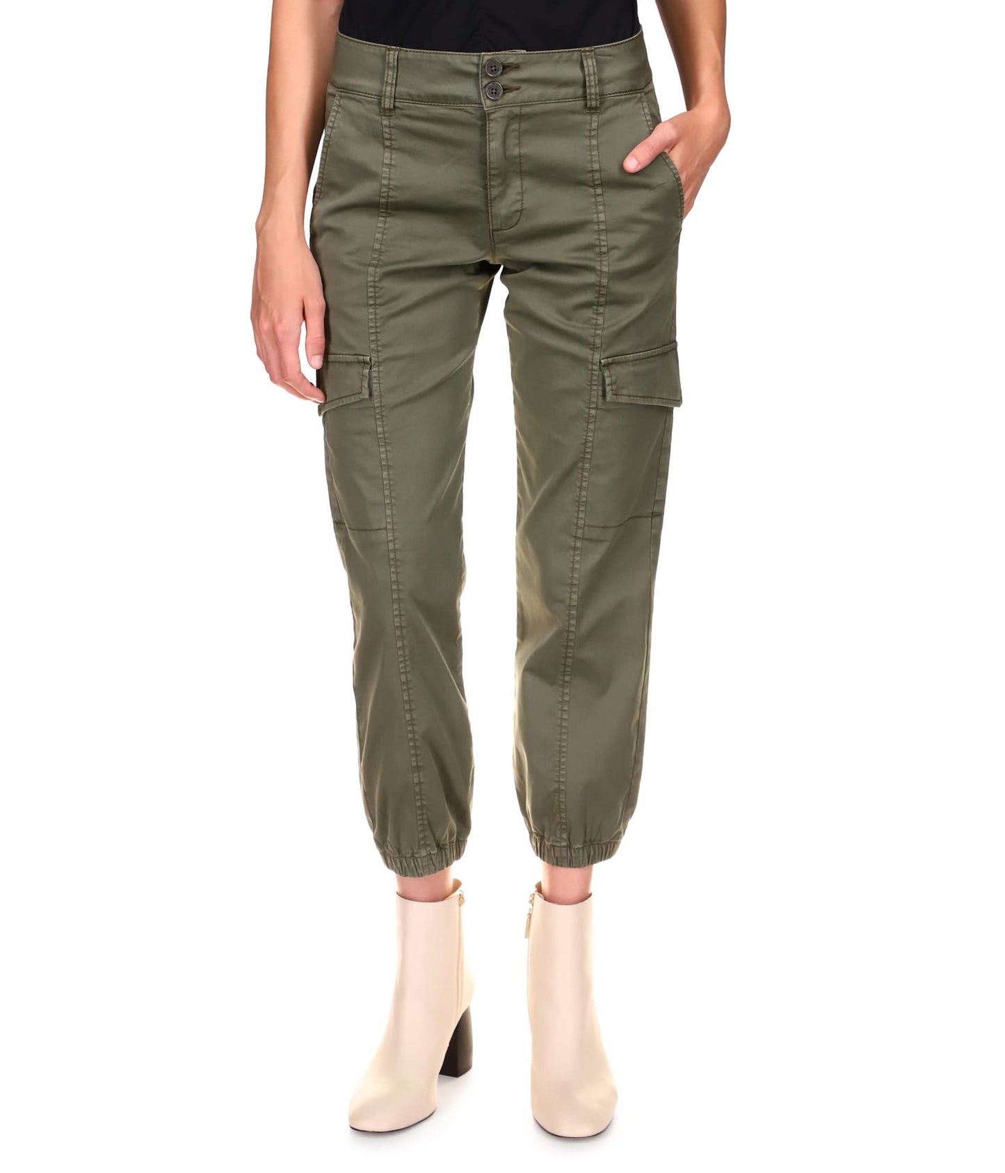 Sanctuary Rebel Pants for Women - Cotton-Blend Construction - Elasticized Fitted Ankle Cuffs - Side Pockets Hiker Green 28 27