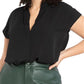 ELOQUII Women's Plus Size Notch Collar Blouse - 20, Black
