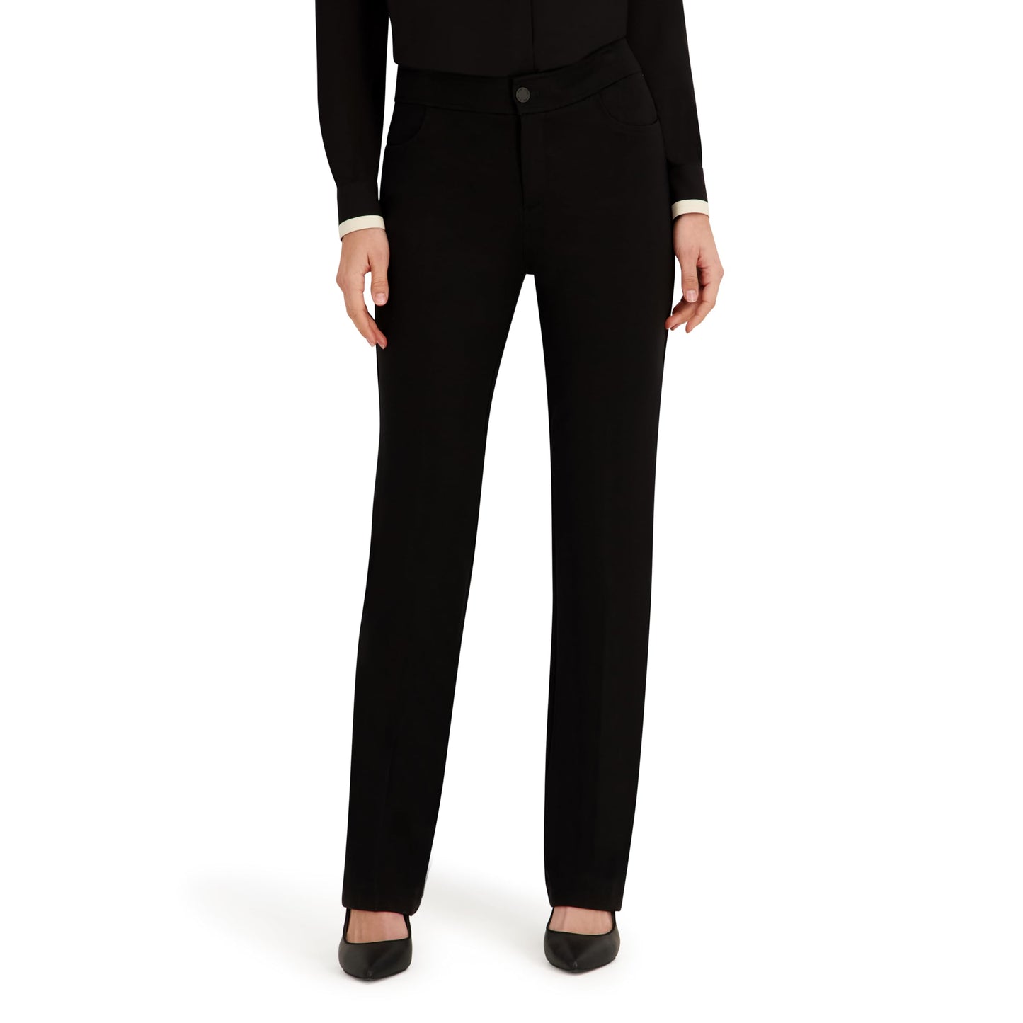 Anne Klein Women's Knit Trouser 5-Pocket Bootcut Pant Black