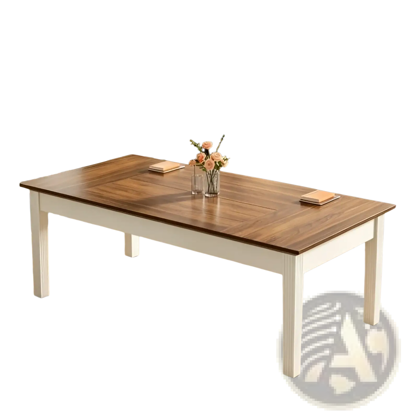 62 Inch White and Brown Wooden Executive Office Desk