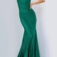 Jovani - One-shoulder Draped Glitter Gown