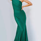 Jovani - One-shoulder Draped Glitter Gown