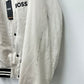 Jaqueta bomber masculina Boss Crospa com logotipo bordado, branca, tamanho 42