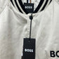 Jaqueta bomber masculina Boss Crospa com logotipo bordado, branca, tamanho 42
