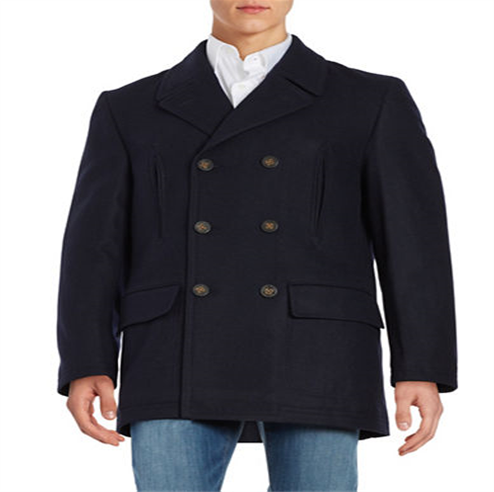 Casaco masculino Ralph Lauren de lã dupla face, azul, tamanho 36