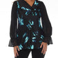Joseph Ribkoff - Abstract Cowl Neck Chiffon Sleeve Top