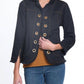 Multiples - Zip Cuff 3/4 Sleeve Open Front Fringed Jean Jacket w/ Grommets