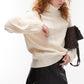 Topshop Oversize Mixed Stitch Turtleneck Sweater in Cream  Size Small