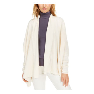 Anne Klein Women's Oversized Open Front Poncho Sweater White Size Small