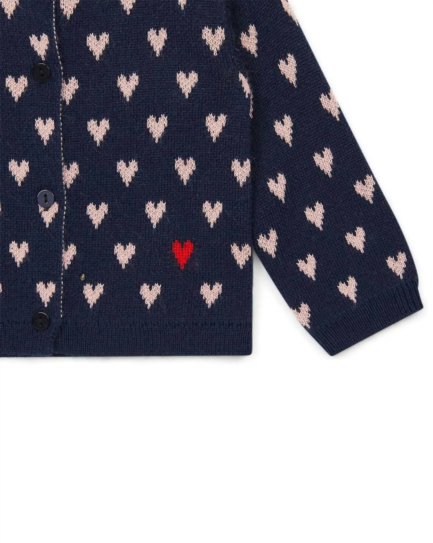 Bonton - Cardigan Infantil de Malha Jacquard Duplo com Corações