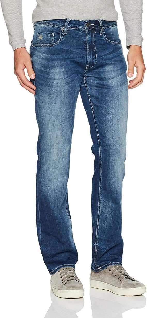Calça jeans masculina Buffalo David Bitton Slim Straight Fit Evan X Stretch Azul Tamanho 34X30