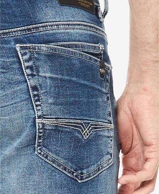 Calça jeans masculina Buffalo David Bitton Slim Straight Fit Evan X Stretch Azul Tamanho 34X30