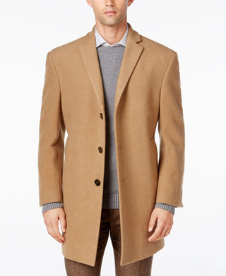 Calvin Klein Men's Prosper Wool Blend X Fit Overcoat Brown Size 40