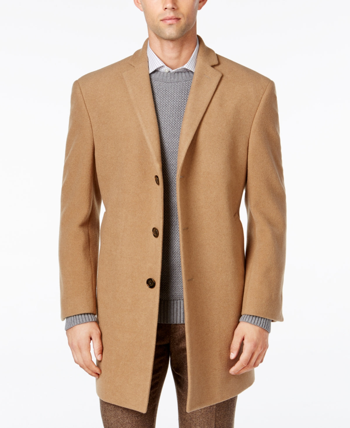 Sobretudo Calvin Klein Prosper Wool Blend X Fit Masculino Marrom Tamanho 48