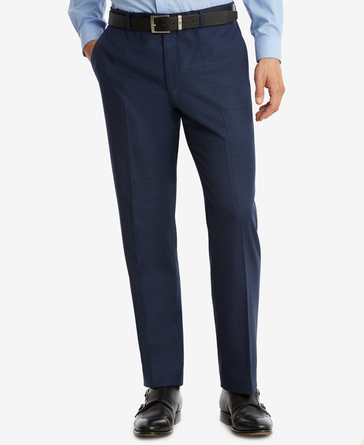 Calça de terno Tommy Hilfiger Modern Fit Th Flex Stretch Masculina Azul Tamanho 34X34