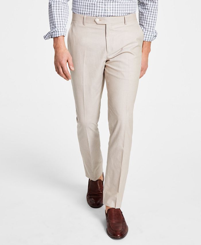 Tommy Hilfiger Masculino Modern Fit Th Flex Stretch Chambray Terno Calça Separada Marrom Tamanho 32X30